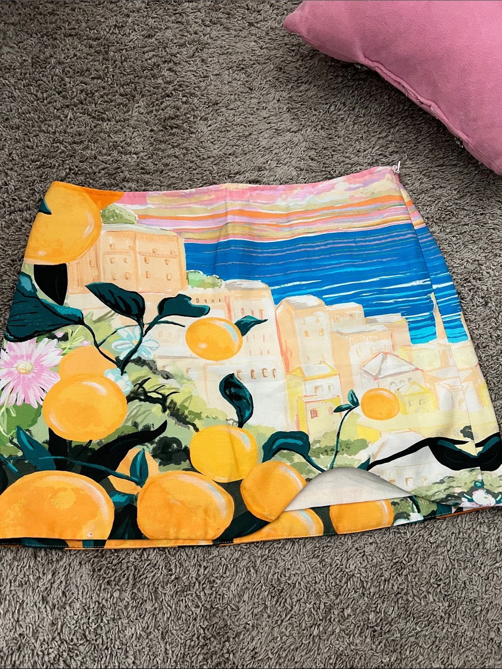 RARE H&M Mediterranean lemon print mini skirt - Picture 5 of 11